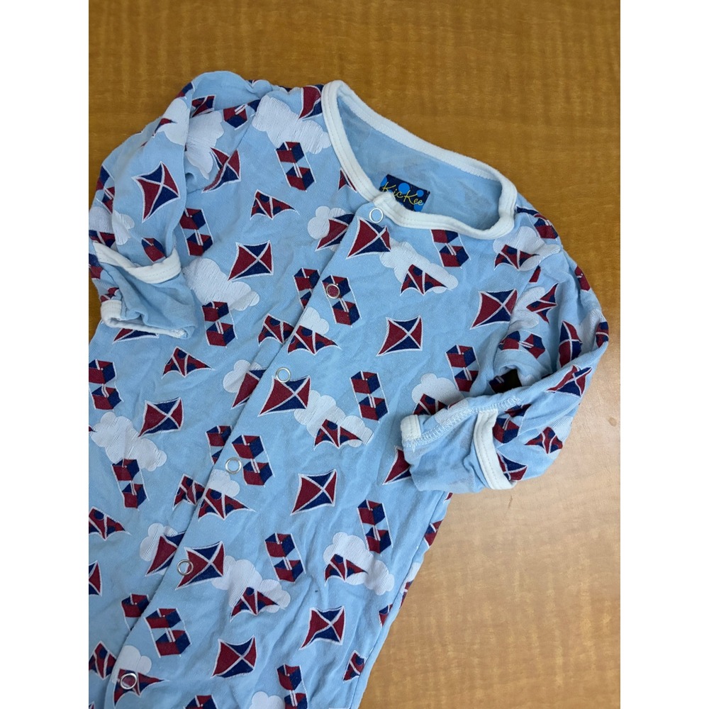 Kickee Pants Baby Boys Blue Kite Print Bamboo Viscose Footless Romper 0-3 Months